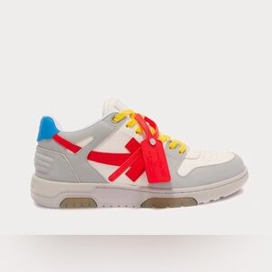 Men’sOff-White "Out Of Office" (OOO) Low-Top Sneakers in a "Grey/Red/White US 7